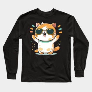 Cute ginger cat wearing sunglasses Long Sleeve T-Shirt